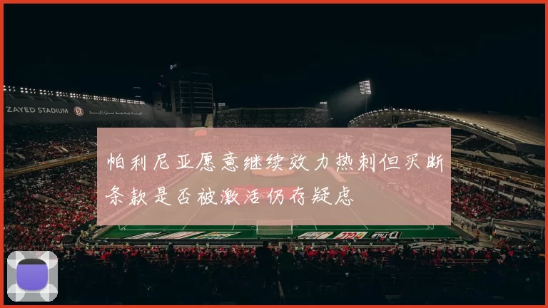 帕利尼亚愿意继续效力热刺但买断条款是否被激活仍存疑虑